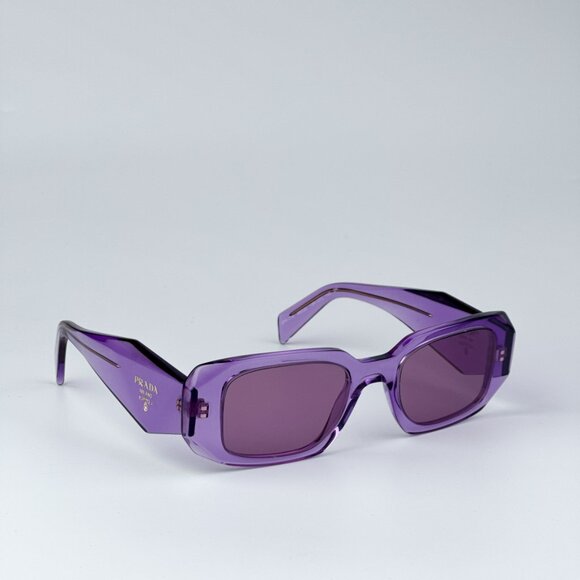 Prada PR17WS 13R07Q BRAND NEW Sunglasses Amethyst Violet Mirror Rectangle Unisex - Picture 9 of 13